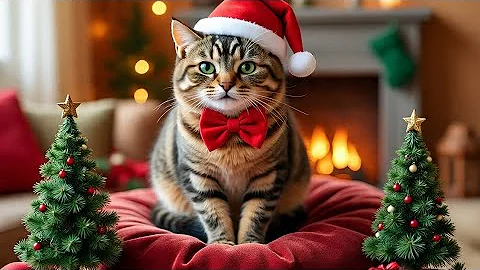 "Cat Tries to Help 'With' Christmas tree 😺🎄"
