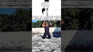 First time One Arm Baki Handstand Pose 🔥🤸 #strength #dedication #shortvideo 😎✅