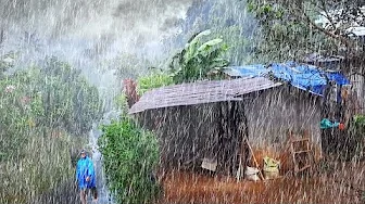HEAVY RAIN AND STRONG WIND IN A QUIET VILLAGE | FAST SLEEP WITH THE SOUND OF RAIN