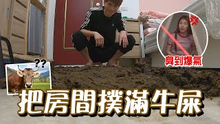 把房間撲滿＂整個牛屎＂ 女友名牌包險落牛屎上！？【眾量級CROWD｜PRANK互整情侶特輯】