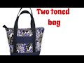 Two toned Tote Bag with Zipper
