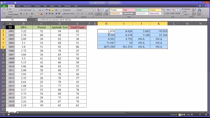 Predicting Values with the LINEST Function in Excel