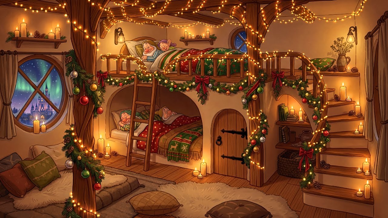 vintage 1940s oldies playing in cosy disney winter cottage 💫 soft christmas vibes for peaceful sleep