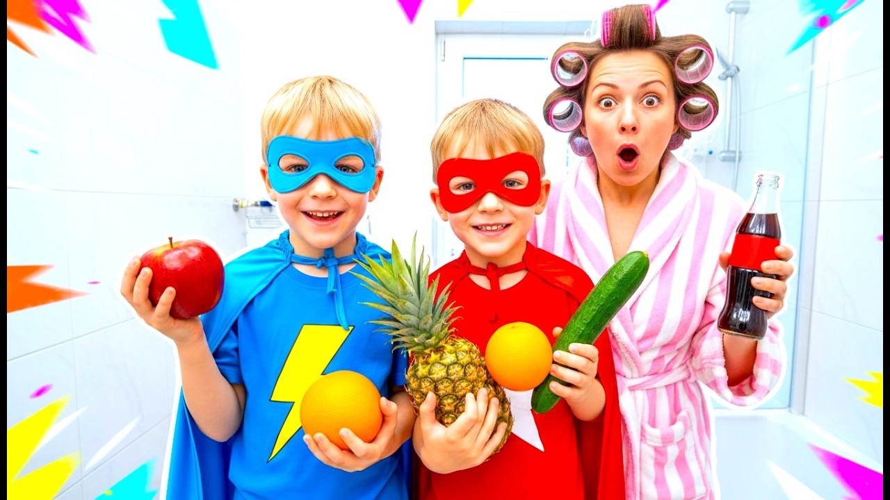 Des super pouvoirs grâce aux vitamines : les enfants montrent à leur maman comment manger sainement