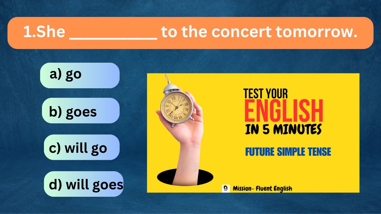 FUTURE SIMPLE TENSE- 5 MIN- QUIZ CHALLENGE|| Test your English grammar ...