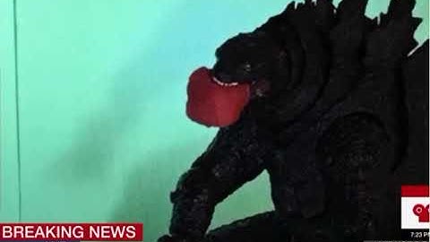 Godzilla vs red blob stop motion