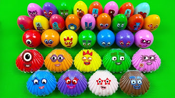 Rainbow Slime 🌈 Hunt Numberblocks, Alphablocks in Mini Eggs, Mussel Slime & Clay Coloring! ASMR