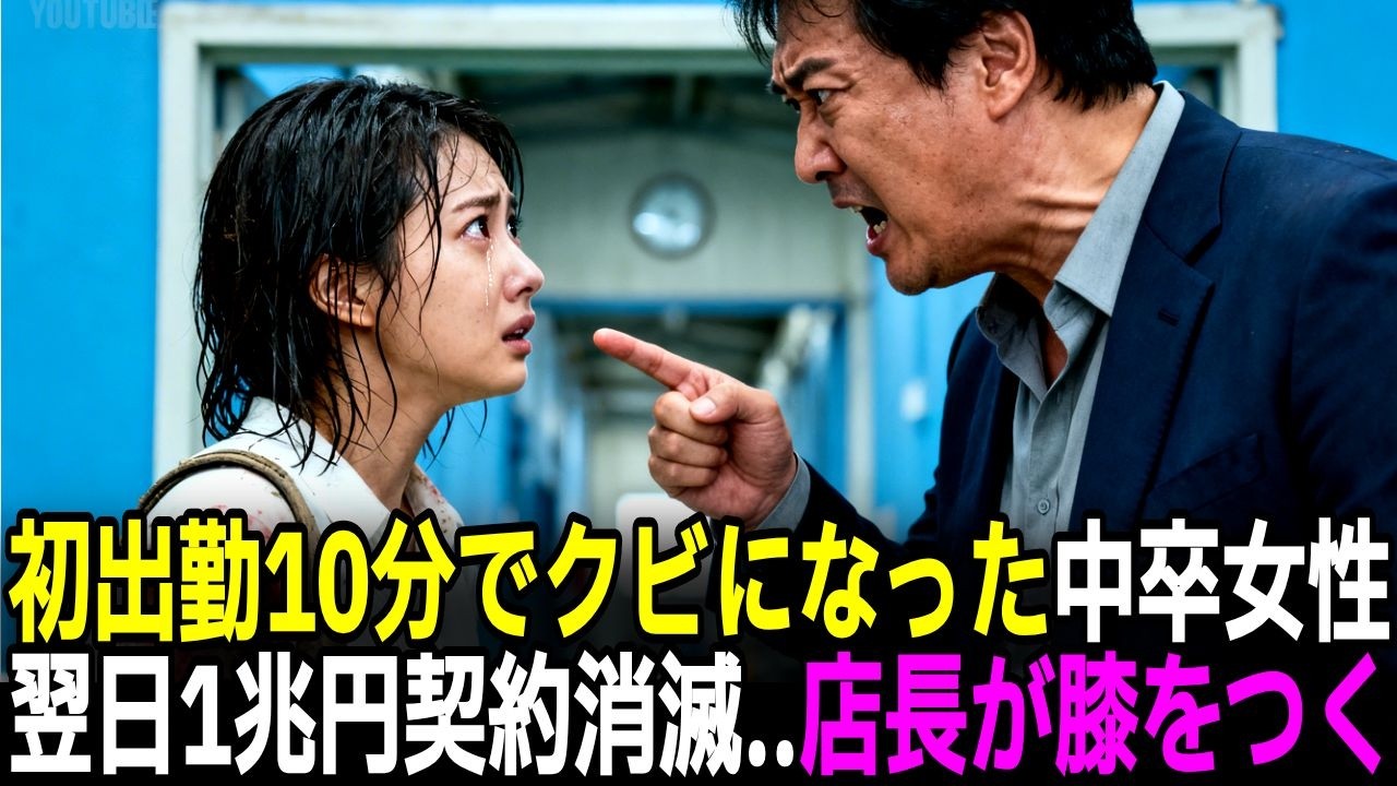 初出勤10分でクビにされた借金まみれの中卒女性。助けた老人の正体は…⇒翌日、1兆円契約が消滅
