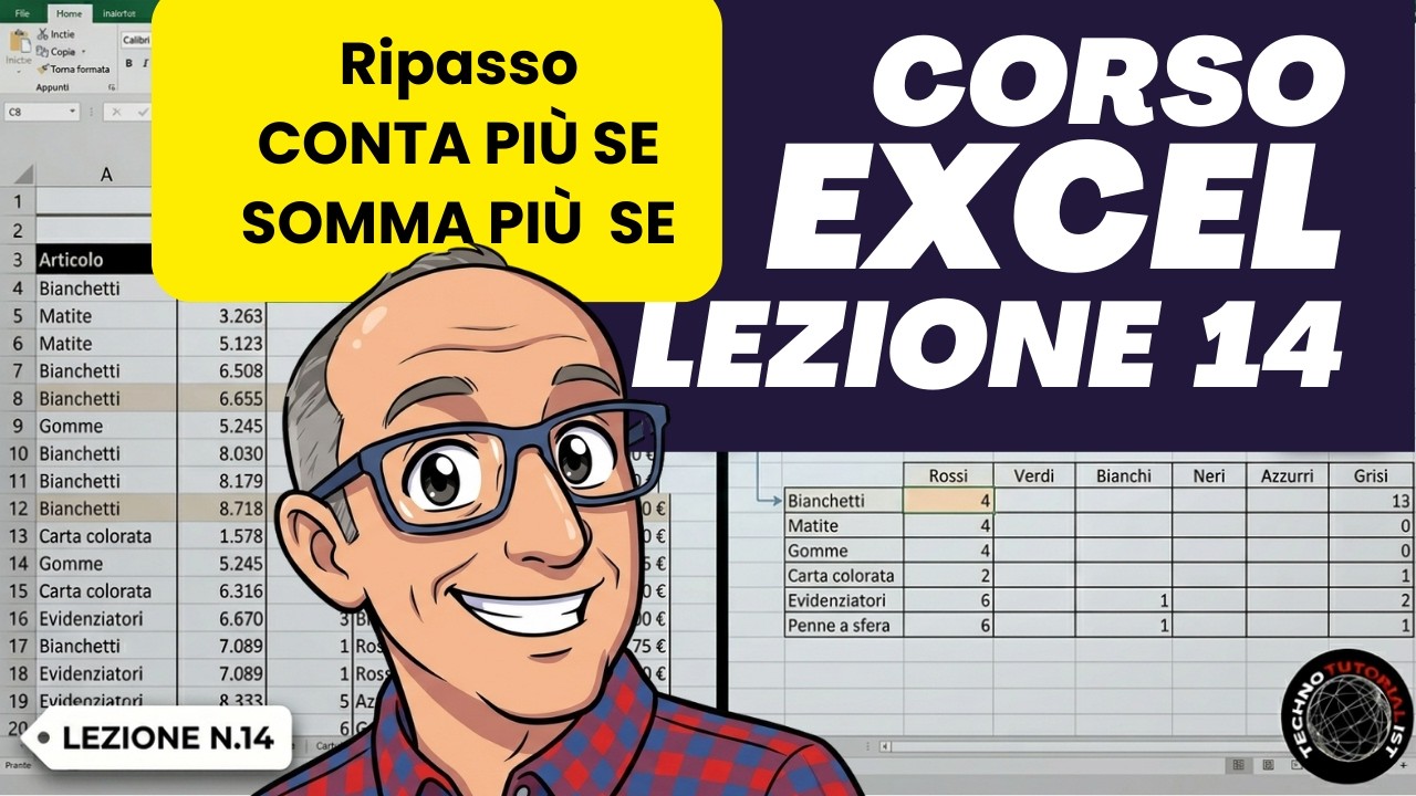 Corso Excel in italiano, semplice, veloce e pratico. Lezione n.14. CONTA.PIU.SE - SOMMA.PIU.SE