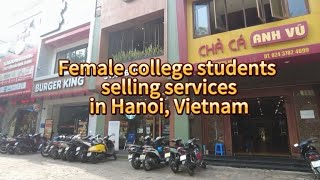 Hanoi, Vietnam, female college students sell services