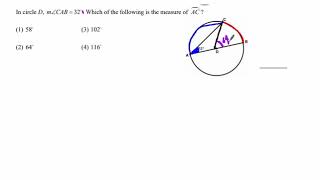 Measure of Arc, Central and Inscribed Angle Example #2