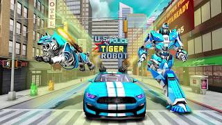 US Police Transform Robot Car White Tiger Game screenshot 2