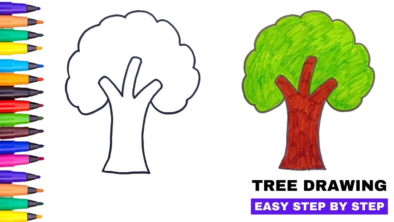How to draw a tree – tree drawing easy for kids – tree drawing easy ...