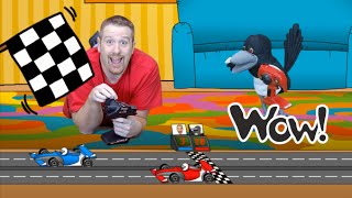 steve and maggie are playing with cars toys english for kids story for children