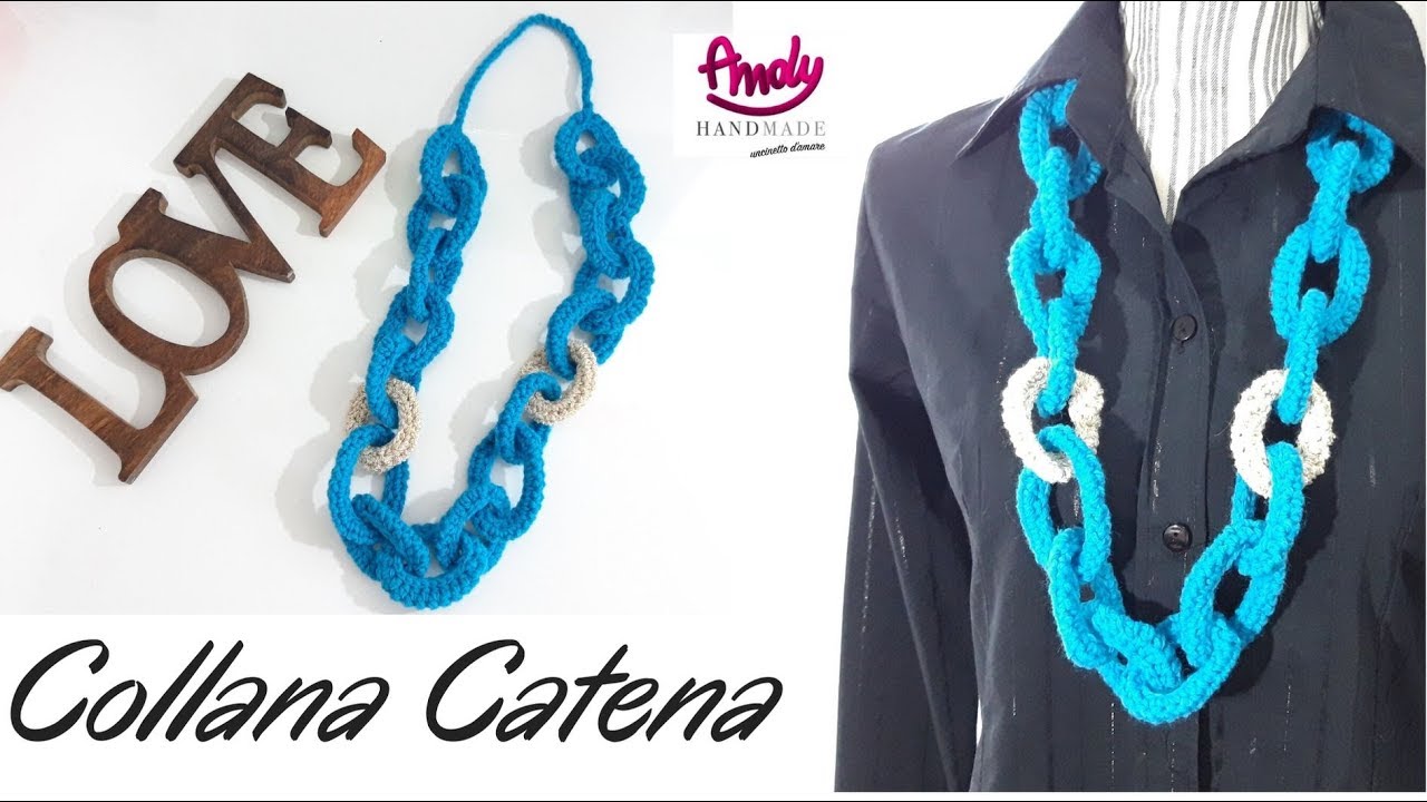 TUTORIAL Collana catena - crochet necklace subtitle english - YouTube