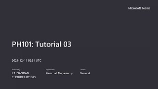 PH101: Tutorial 03; Problems and Attempts to Solve