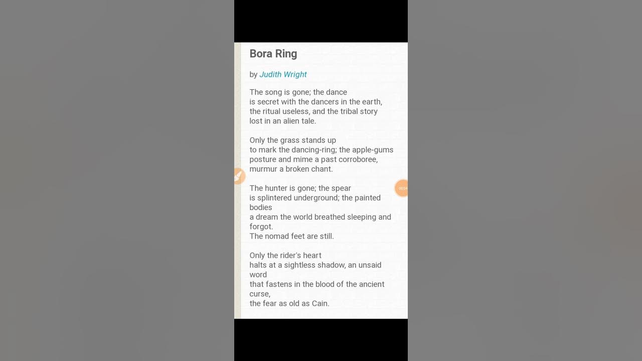 Bora Ring by Judith Wright line by line explanation in hindi with pdf