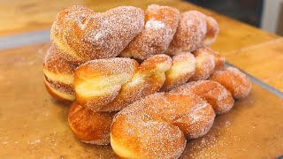 (noknead)꽈배기 맛집이 우리집/Cotton twisted Korean doughnuts/Korean street food/韓国風ツイストドーナツ/bread doughnuts