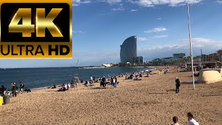 4k] walking barcelona beach ...