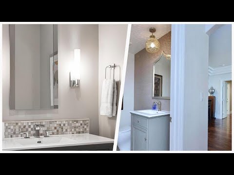 75-powder-room-with-gray-cabinets-and-an-integrated-sink-design-ideas-you'll-love-💎