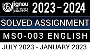 MSO-003 SOLVED ASSIGNMENT 2023-24 | MSO-003 SOLVED ASSIGNMENT 2023-24 IN ENGLISH | MSO-003