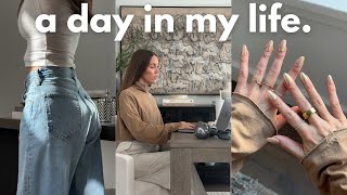 A DAY IN MY LIFE | trying on all my jeans, new skincare, press-on nails & Grey updates!