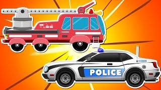 Red Fire Truck with Police Car and Ambulance | Emergency Cars Cartoon for kids