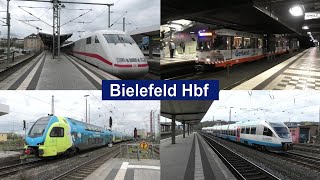 Bahnverkehr in Bielefeld Hbf mit ICE's, Stadtbahn, ex-BOB Talent, Güterzügen, Desiro HC, KISS uvm.