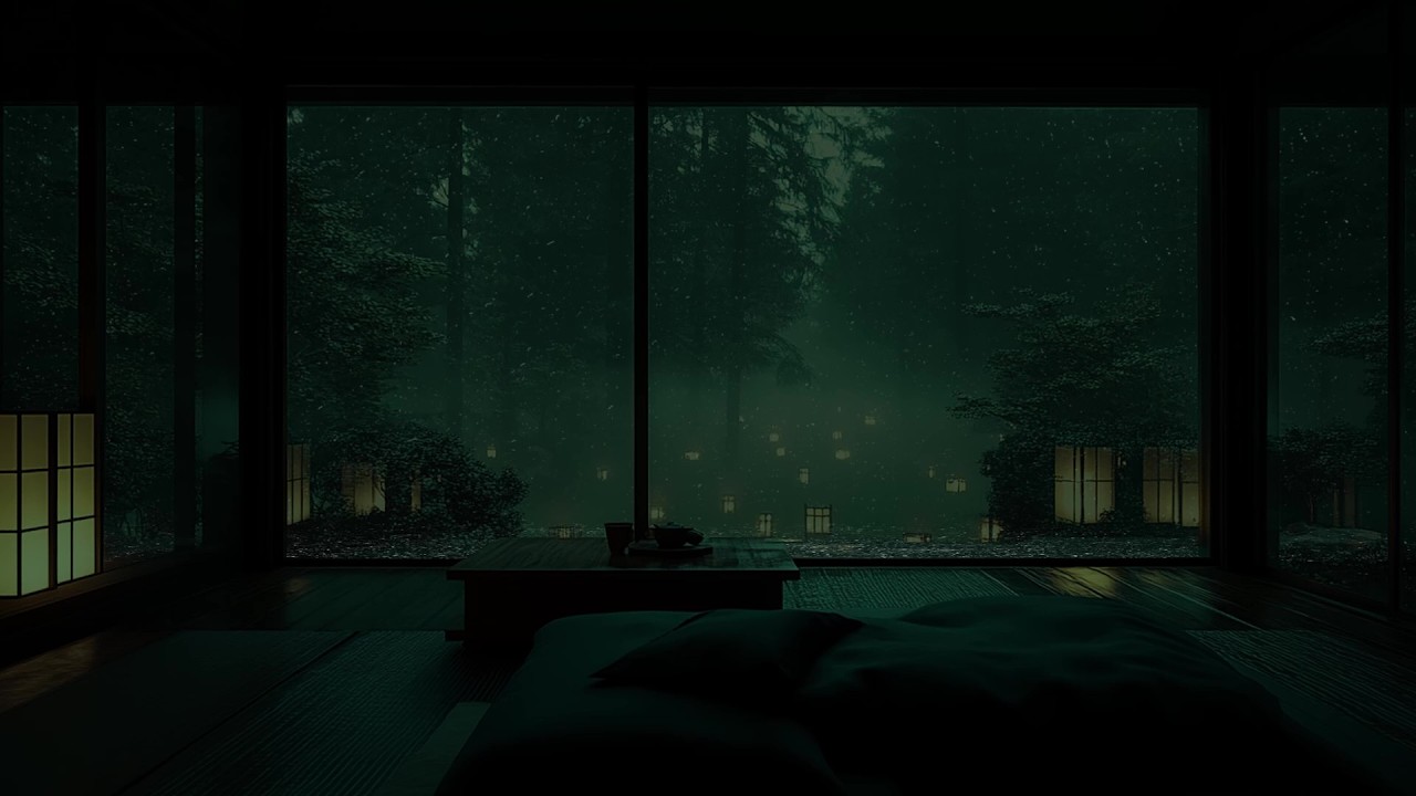 Forest Rain Sounds 🌧 Dark Bedroom Ambience for Deep Sleep, Calm Mind ...
