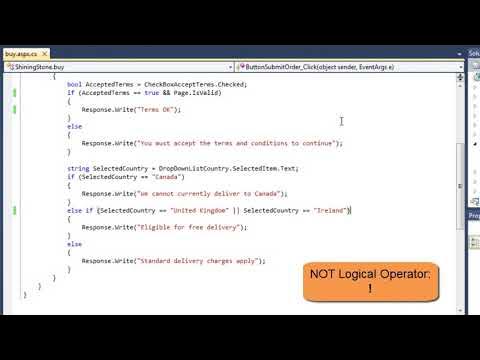 ASP.NET 4.0 Essential Skills Lesson 7-3: Use basic logical operators ...