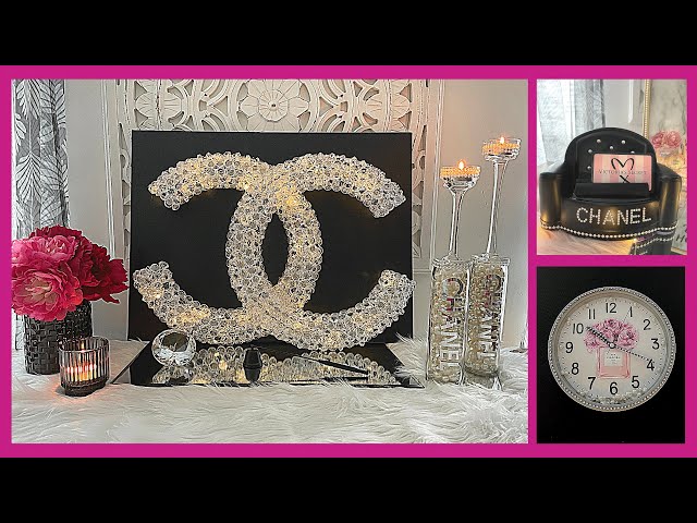 DIY DOLLAR TREE CHANEL LIGHTED WALL DECOR/SCONCE, GLAM DOLLAR TREE DIY, CHANEL DUPE