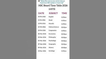 📅 Maharashtra HSC 2026 Arts Tentative Time Table OUT! 🔥#art #trending #viral #shorts #hsc2026