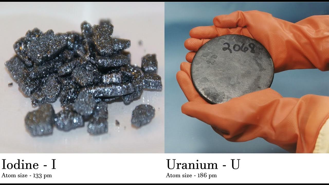 Iodine I vs Uranium U Comparing Element attributes Atoms YouTube