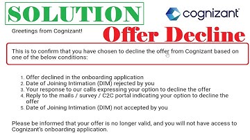Offer Letter Decline Mail from Cognizant || Cognizant Sending Rejection Mail before Onboarding