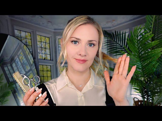 ✂️ Sleep-inducing Haircut and Curling 💇🏼‍♀️ ASMR | Soft Spoken into Whisper class=
