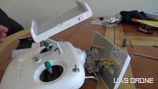 Dji phantom 3 standard remote mobile device holder and monitor hood modification
