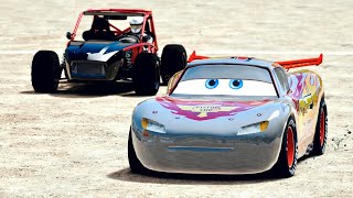 Silver Lightning McQueen Piston Cup vs Exomotive Exocet at Off Road Track