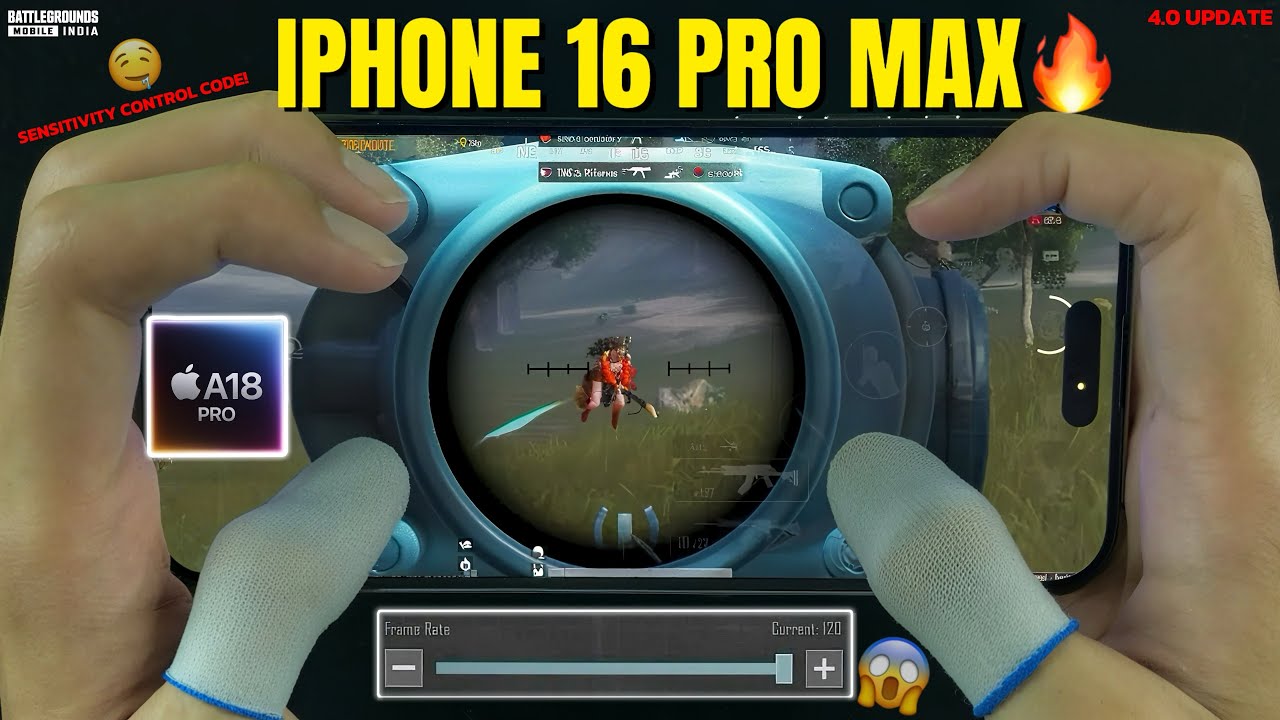 iPhone 16 Pro Max BGMI/PUBG Mobile 🔥 Smooth + 120FPS Test | Best Sensitivity 4.0 UPDATE 🤯