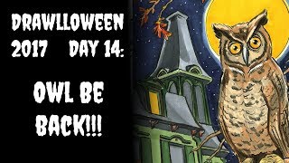 Halloween Owl marker drawing | Drawlloween 2017 Day 14