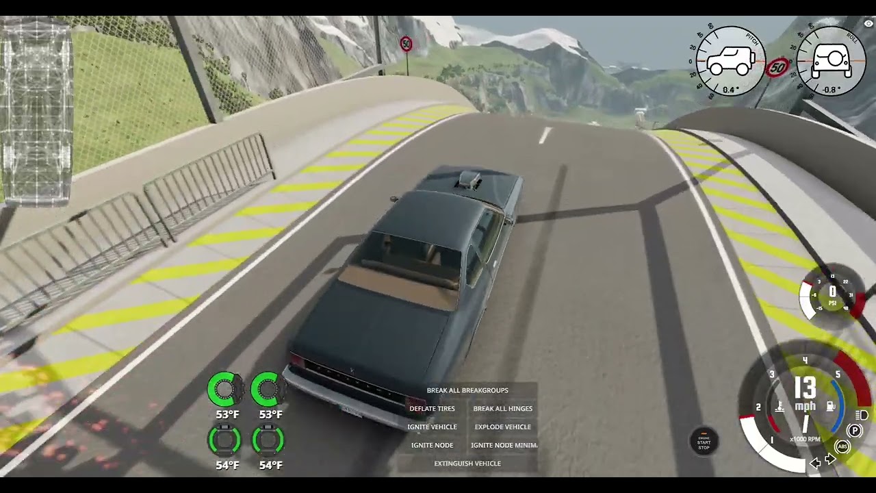 BeamNG drive  driving down stairs and jumping down a ramp.