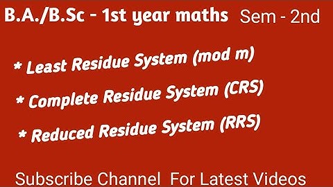 RESIDUE SYSTEM | Least Residue ( modm) | CRS | RRS | Mathematics Number Theory| New Era Maths Classe