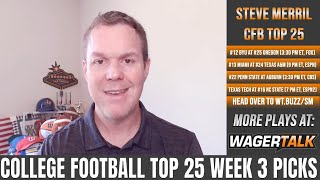 College Football Week 3 Picks and Odds | Top 25 College Football Betting Preview \& Predictions