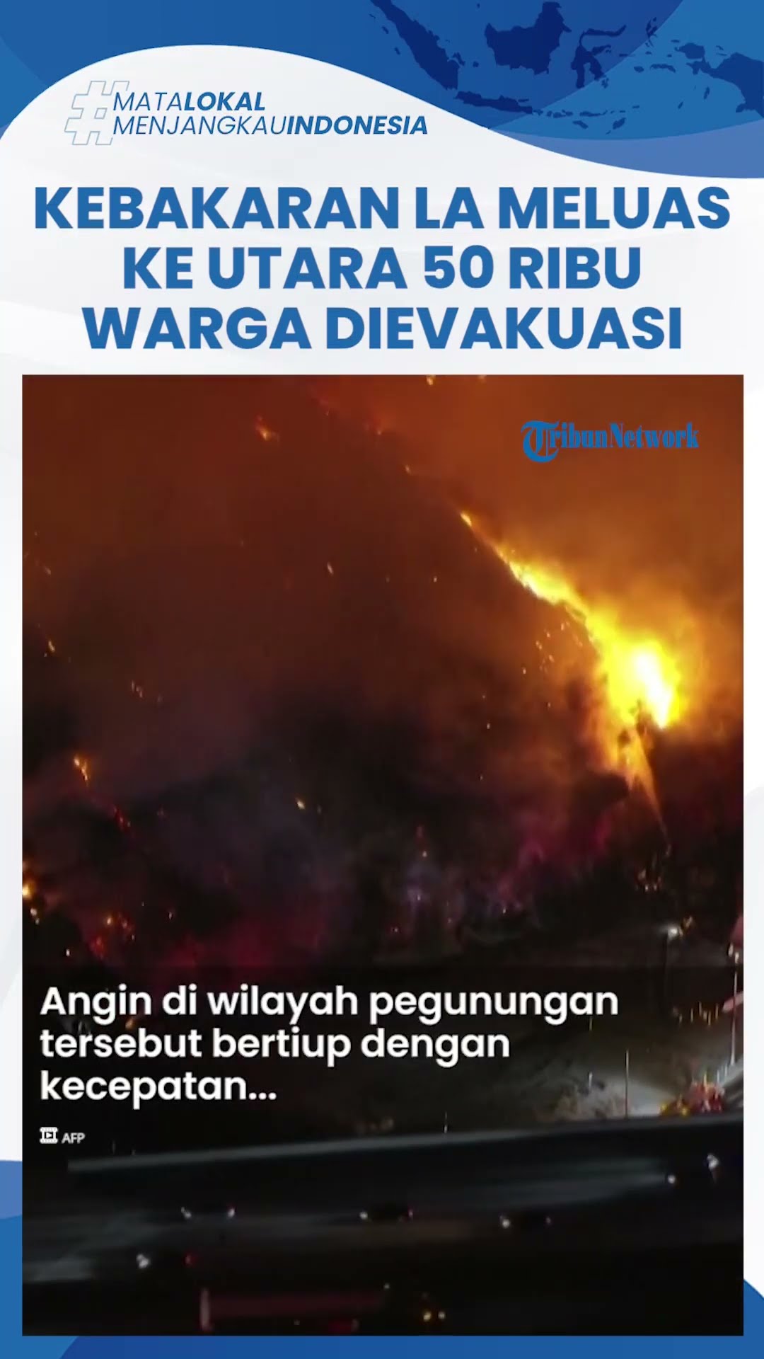 Kebakaran Los Angeles Meluas ke Utara Gegara Angin Kencang, Lebih dari 50 Ribu Warga Dievakuasi