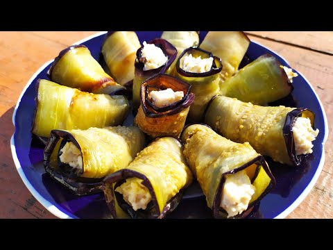 РУЛЕТИКИ ИЗ БАКЛАЖАНОВ с сыром и грецким орехом