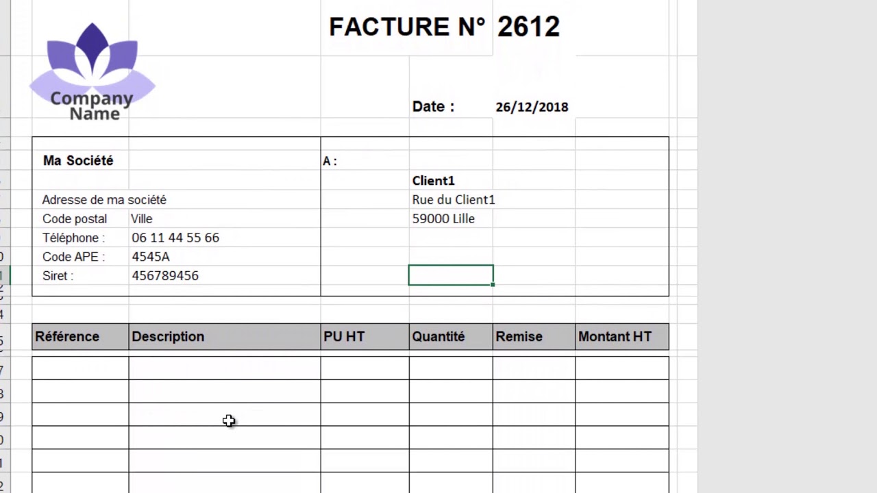 Un facturier sous Excel totalement gratuit dédié aux micro-entrepreneurs -  UPLN