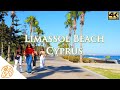 Limassol Cyprus beach walk 4k tour