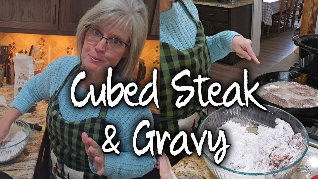 Country Supper: Cubed Steak & Gravy, mashed potatoes and green beans.