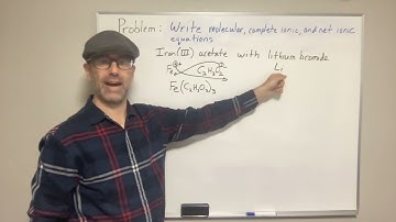 How to write complete ionic and net ionic equations for iron(III) acetate and lithium bromide