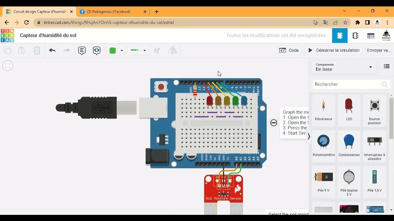 Capteur d'humidité du sol Tinkercad + Arduino - YouTube