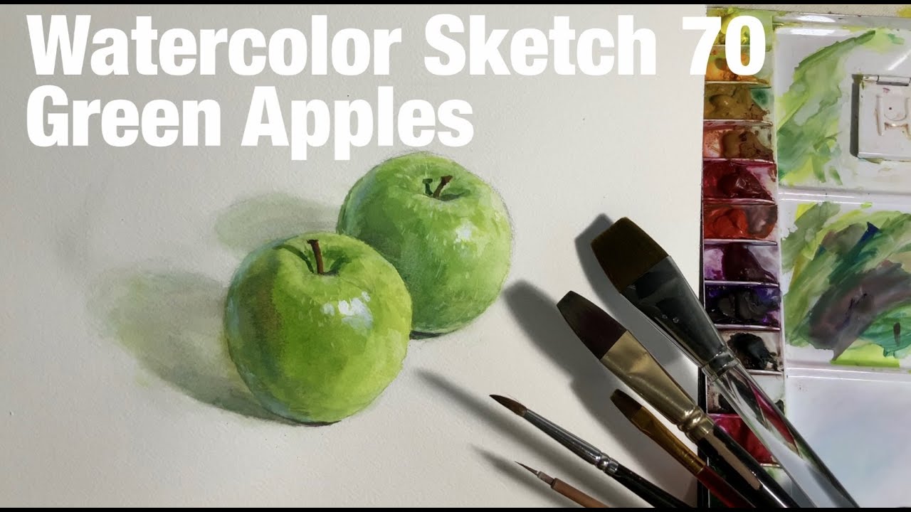 最も 割引 Watercolor 青 / 水彩スケッチ70 Apples Green / 70 Sketch 額縁
